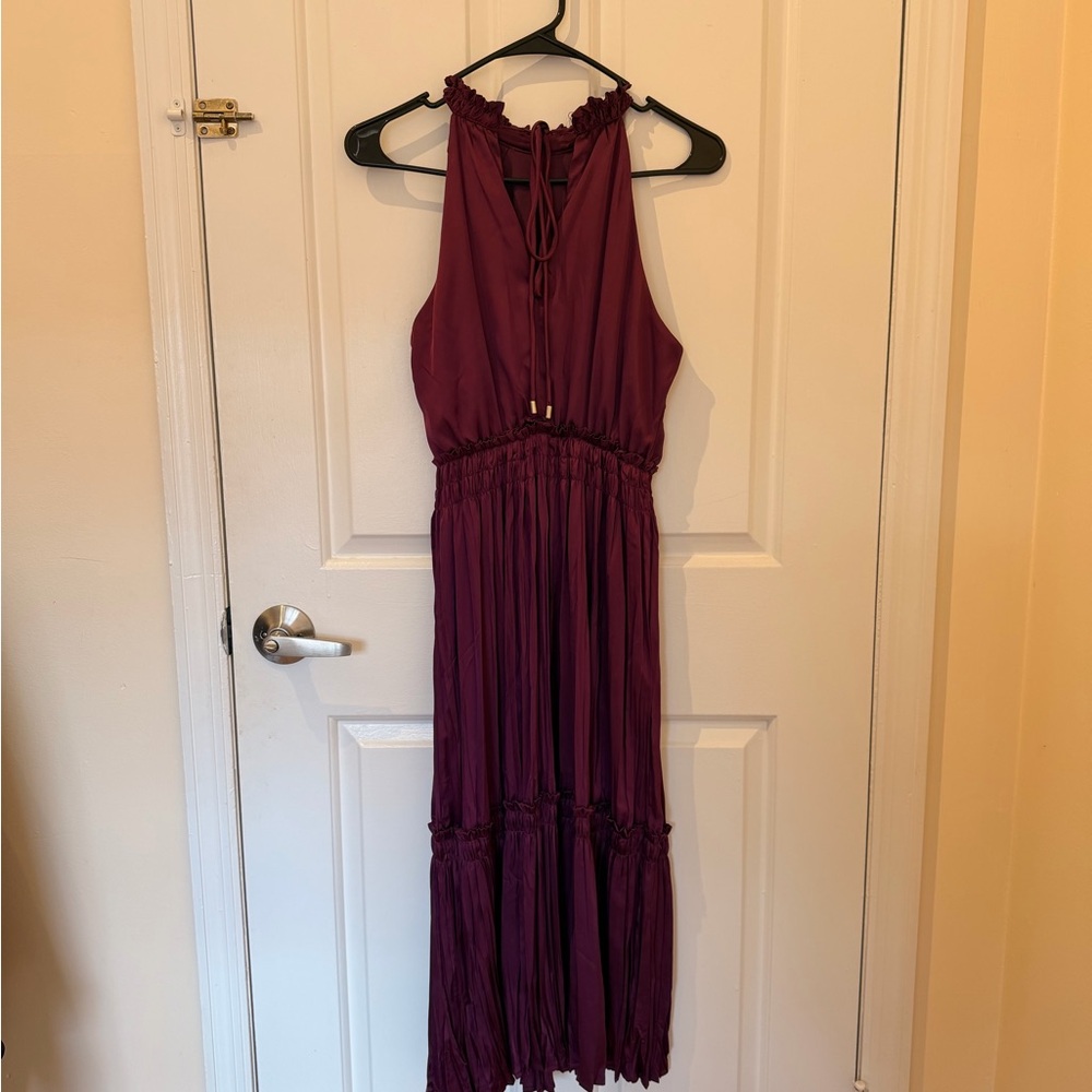 Nicole Miller Silk Purple Halter Midi Dress - Picture 3 of 6